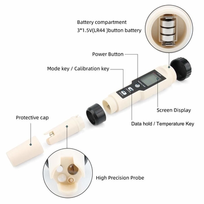다중 파라미터 pH 미터 5 in 1 TDS/EC/Salinity/TEMP 검사기 교체 가능한 전극