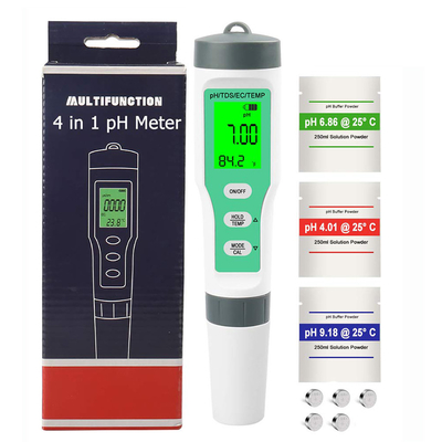 수족관 및 수식물용 4 in 1 방수 물 검사기 pH/TDS/EC/Temp Meter