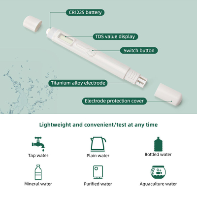 고정도 TDS 미터 단추 펜 0-9990ppm 측정 범위 ±2% 정확도