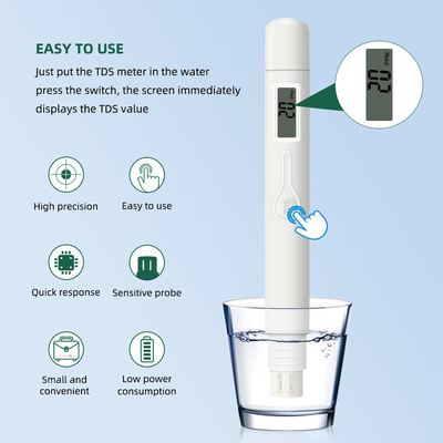 고정도 TDS 미터 단추 펜 0-9990ppm 측정 범위 ±2% 정확도