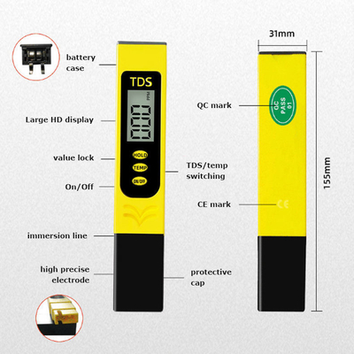 펜 타입 TDS 미터 RO 식수 정화기 시험 150*31*18mm 첨단 기술
